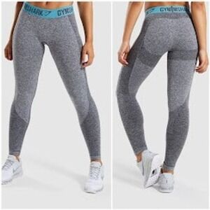 Gymshark Flex Leggings Women XS Grey Blue Seamless High Waist Workout Yoga Tight